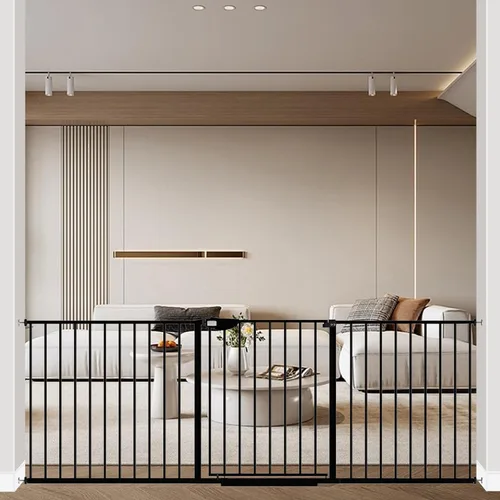 Vista 16 de WAOWAO Triple Lock 49.21-66.54 pulgadas, puerta para bebé extra ancha montada a presión, de paso con bisagra, cierre automático, seguridad de metal