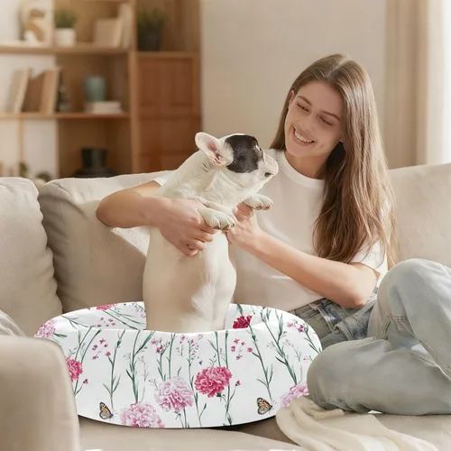 Vista 8 de Pet Dog Beds Warm & Cozy Fluffy Cat Cave Bed for Medium Size Pets Sleeping XS Safaris Carnation White