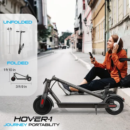 Vista 5 de Hover-1 Journey - Patinete eléctrico de 14 MPH, rango de 16 millas, carga 5HR, pantalla LCD, neumáticos de alto agarre de 8.5 pulgadas, peso máximo