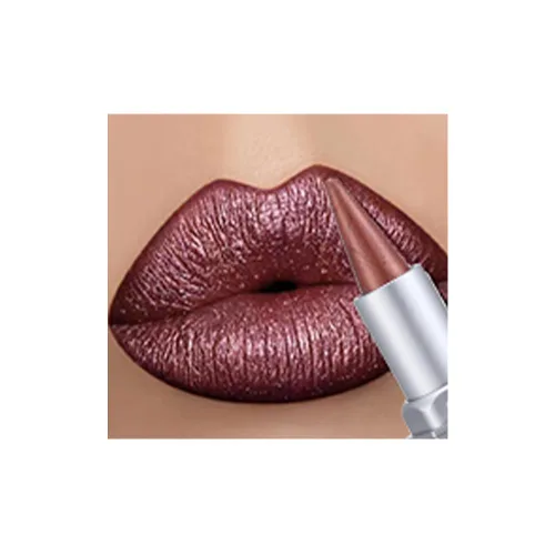 Vista 8 de evpct Combo de delineador de labios metálico rosa brillante y lápiz labial, lápiz labial con punta de cono para mujer, de larga duración