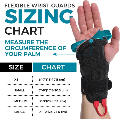 Vista 2 de BODYPROX Protectores de muñeca por impacto (1 par) para snowboard, patinaje y patinaje en línea, protector de muñeca para deportes