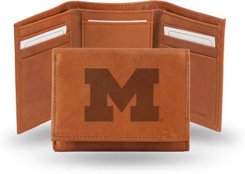 Vista 22 de Rico Industries NCAA Alabama Crimson Tide - Cartera triple de piel en relieve, color marrón