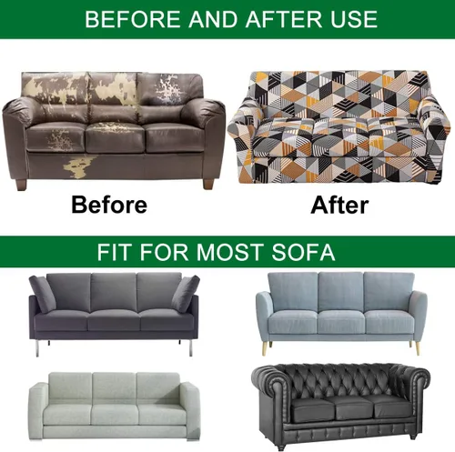 Vista 5 de CRFATOP Fundas de sofá de 4 piezas para sofás de 3 cojines, funda elástica con 3 fundas de cojín de asiento separadas, protector de muebles lavable