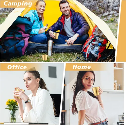 Vista 7 de Amyhill 12 Piezas Vasos de Acero Inoxidable de Doble Pared Vasos Tumbler Apilables Tazas de Metal para Beber Vasos Aislados para Beber Reutilizables