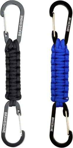 BRAVESHINE Mosquetón de llavero con clip de paracord, gancho de anillo en D para lanyard, colgador para cochecito, llavero para botella de agua,