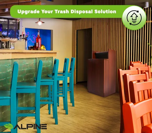 Vista 8 de Alpine Restaurant Trash Bin Cabinet - Commercial Trash Can Garbage Receptacle Indoor with Tray Holder for 32 Gallon Garbage Bin (Mahogany)