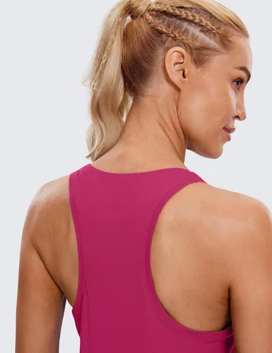 Vista 4 de CRZ YOGA Camiseta sin mangas de algodón Pima con espalda cruzada para mujer, cuello redondo, atlética, holgada, sin mangas