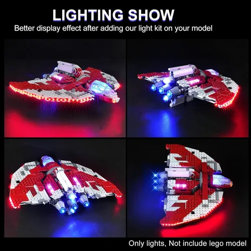 Vista 2 de Kit de iluminación LED para Lego Star Wars Ahsoka Tano T-6 Jedi Shuttle 75362, luz LED compatible con modelos de bloques de construcción Lego 75362