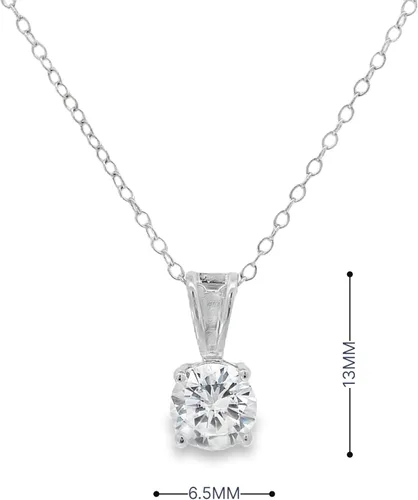 Vista 4 de Yaxa Essentials Collar con colgante solitario de corte redondo de plata de ley con circonita cúbica, 18 pulgadas (anteriormente colección Yaxa)