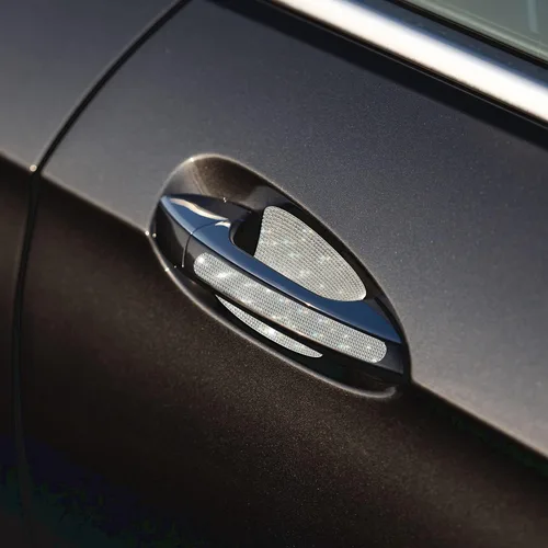 Vista 7 de Juego de calcomanías reflectantes para manija de puerta, universal, para espejo retrovisor lateral, protector de seguridad resistente a