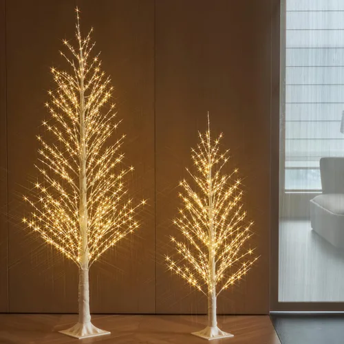 Vista 8 de Fudios - Árbol iluminado blanco de sauce de 4 pies con 450 luces LED de hadas, luces de árbol artificial de Navidad, enchufable para decoración