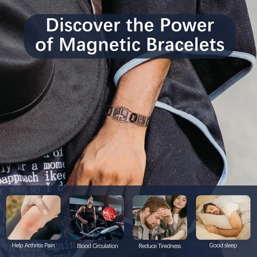 Vista 7 de Jecanori Pulseras de cobre para hombres, pulseras magnéticas eficaces para mujeres con 3800 imanes Gauss