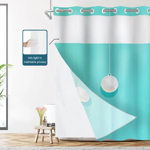 Vista 258 de Shrahala Father and Child Embracing No Hooks Shower Curtain with Snap in Liner Set, Tender Moment Captured Bathroom Décor Polyester Fiber Waterproof