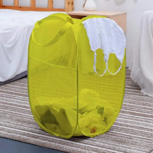 Vista 2 de Bud Cesta de malla desplegable para ropa sucia, cesta plegable para ropa para habitación de los niños, dormitorio, dormitorio universitario