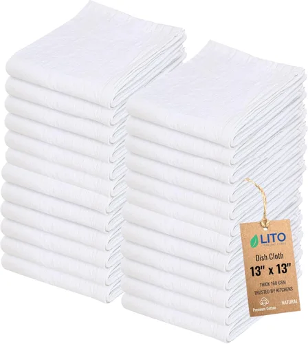 Vista 51 de Toallas de saco de harina Toalla de té para manualidades, plato de cocina, toalla de algodón en blanco para bordado, funda de lino para hornear