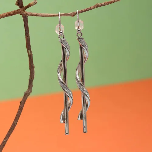 Vista 5 de Charmsy - Aretes colgantes de plata de ley 925 con nudo infinito para mujer
