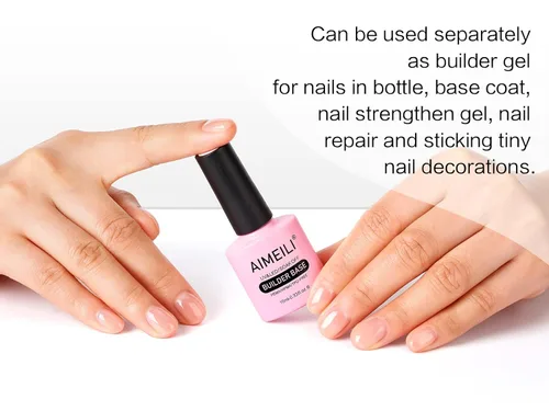 Vista 2 de AIMEILI Gel base constructor de uñas 5 en 1, libre de crueldad, vegano, translúcido color nude, gel fortalecedor de uñas gel duro 10ML-148