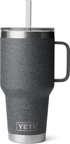 Vista 64 de YETI Rambler - Vaso de 25 onzas con asa y tapa con popote, vaso de viaje para agua, vaso aislado al vacío con asa, acero inoxidable, apicultor