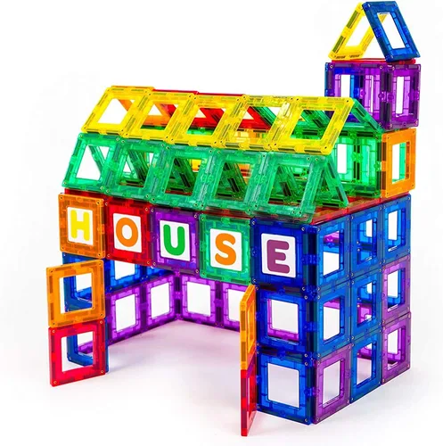 Vista 4 de Playmags Juego de construcción de azulejos magnéticos: Clickins educativos exclusivos de 36 piezas. Kit: 18 ventanas de azulejos magnéticos