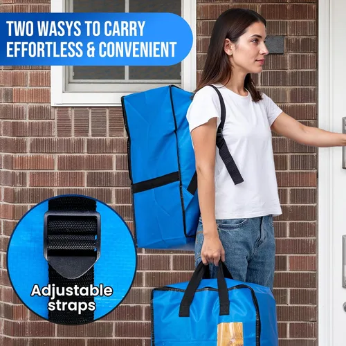 Vista 3 de TAILI Paquete de 2 Bolsas de Mudanza Azules con Correas de Mochila Ajustables, Suministros para Mudanzas, Alternativa a Cajas de Mudanza, Bolsas