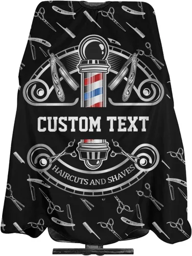 Vista 9 de Capa de peluquería impermeable personalizada, añade tu texto fotográfico, capa personalizada de peluquería para hombres, capa de corte de pelo