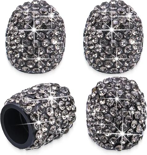 Vista 23 de 4 tapas de válvula de vástago de neumático con diamantes de cristal brillante, a prueba de polvo, tapas universales para válvulas de neumáticos