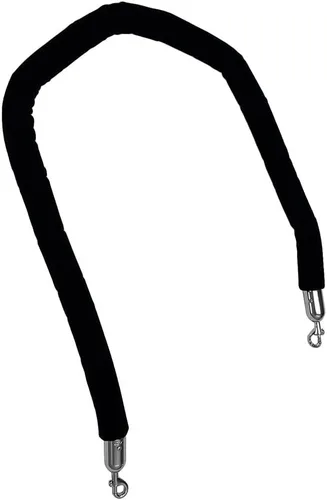 Vista 2 de Núcleo de espuma de cuerda colgante de terciopelo negro de 5 pies, extremos a presión de acero pulido