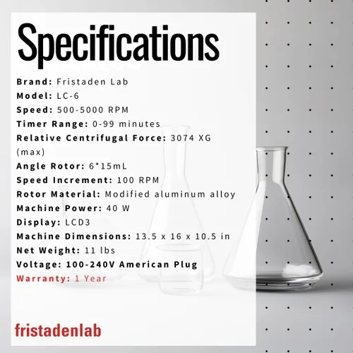Vista 6 de Fristaden Lab Centrífuga PRP/PRF 500-5000 RPM 6x15 mL