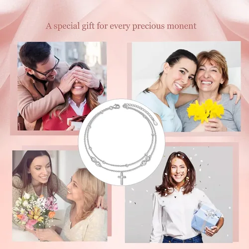 Vista 5 de Daochong - Tobillera de plata esterlina S925 ajustable, para mujer