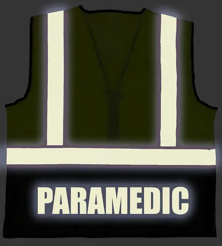 Vista 5 de Chaleco de seguridad para sobrevivientes paramédicos, tipo R Clase 2 con logotipos reflectantes y bolsillo trasero Jumbo Amarillo de seguridad