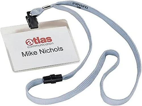 Vista 3 de Durable Insignia de nombre con correa textil para el cuello, color negro (paquete de 10)