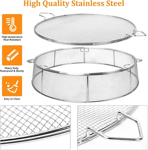 Vista 2 de Cubierta de protección contra chispas para hoguera de fogata, pantalla de chispas de acero inoxidable 304 para hoguera individual de 19.5 pulgadas