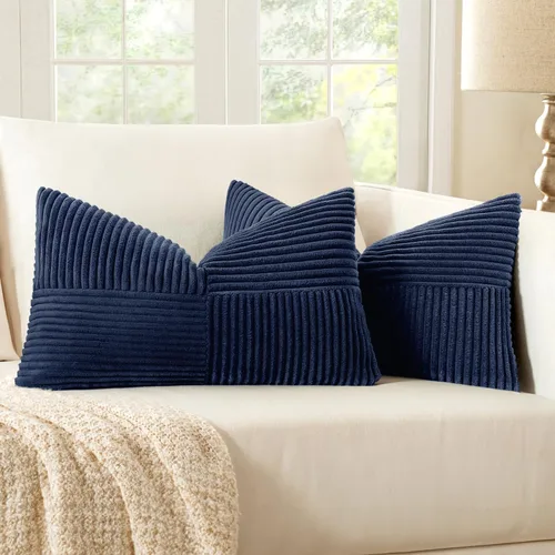 Vista 31 de MIULEE - Juego de 2 fundas de pana suave para cojines, diseño bohemio con parches texturizados unicolor, almohadones decorativos para sala de estar