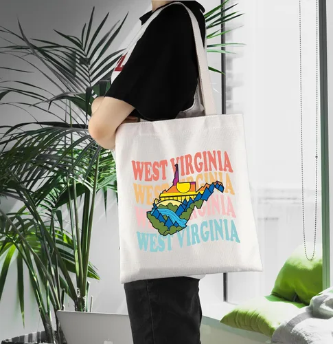 Vista 2 de ENSIANTH West Virginia Moving Gift West Virginia Mapa Tote Bag Mountain State Travel Gift West Virginia Girl Trip Gift