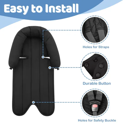 Vista 6 de Pro Goleem Soporte de cabeza para asiento de coche para bebé, suave inserto para asiento de coche para bebé, soporte de cabeza para asiento de coche