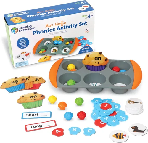 Learning Resources Mini Muffin Phonics Conjunto de Actividades, Juguetes Preescolares, Actividades de Aprendizaje Preescolar, Comida de Juguete,