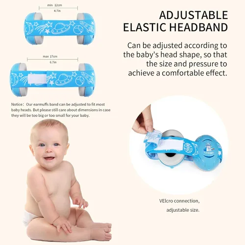 Vista 4 de LYSIAN Orejeras para bebé: auriculares con cancelación de ruido para bebés de 0 a 3 años, protección auditiva suave y cómoda para dormir, viajes