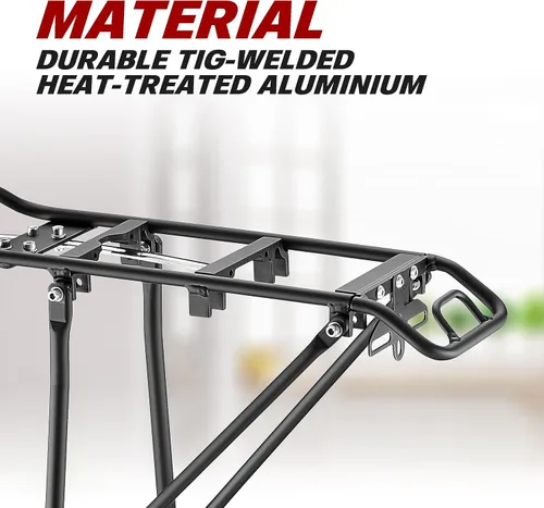 Vista 5 de Ibera Bike Rack - Bicycle Touring Carrier Plus+ for Disc BrakeNon-Disc Brake Mount, Fat Tire Bikes, Frame-Mounted for Heavier Top & Side Loads