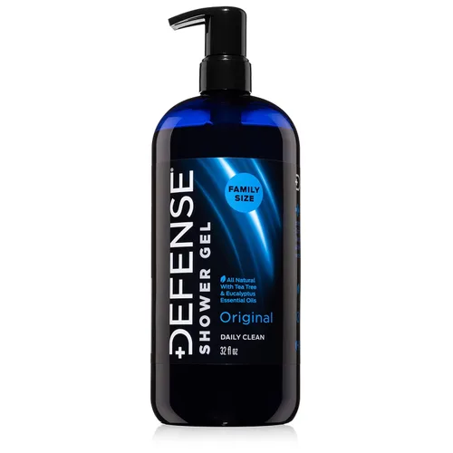 Vista 2 de Defense Soap Gel de ducha natural con aceite de árbol de té, aceite de eucalipto, romero y aloe vera, 32 onzas líquidas y líquido de defensa, 32