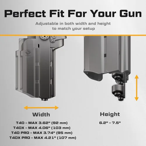 Vista 3 de Orpaz Funda de rodamiento de luz T40, funda ajustable y modular con linterna que se adapta a la mayoría de pistolas y la mayoría de luces, láser