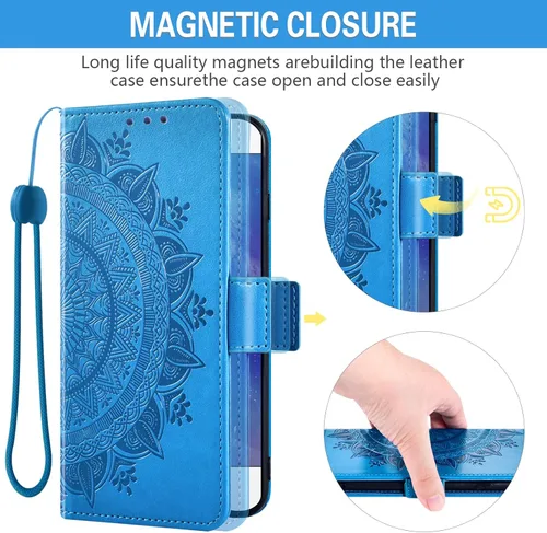 Vista 5 de Asuwish Compatible con Xiaomi Mi 11 Ultra 5G Wallet Case Protector de pantalla de vidrio templado, soporte para tarjeta de crédito, correa de muñeca