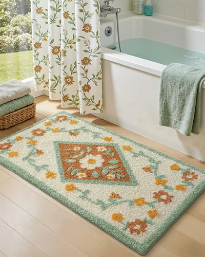 Vista 18 de DEXI Alfombras de baño antideslizantes, 16x24 tapete de baño de microfibra lavable de secado rápido, absorbente ultra suave con diseño de hojas