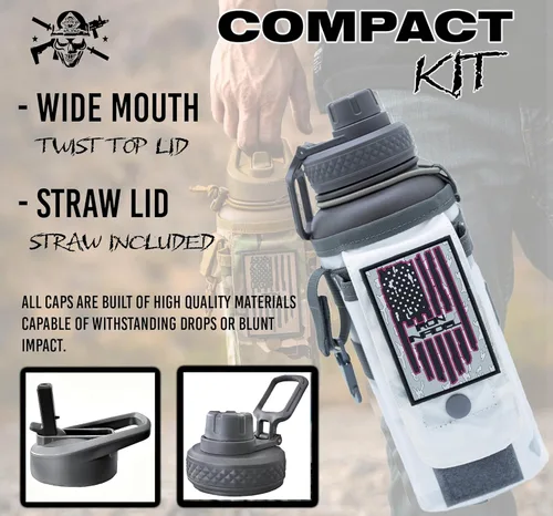 Vista 2 de Iron Infidel Battle Bottle - Botella de agua aislada de 32 onzas con tapa de popote y tapa para beber, frasco de metal de acero inoxidable incluye