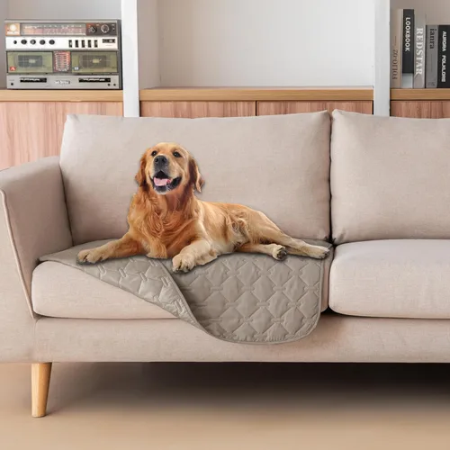 Vista 123 de gogobunny - Manta para perros y gatos 100% impermeable y de doble cara, funda suave para cama de mascotas, reversible, protege muebles, carbón