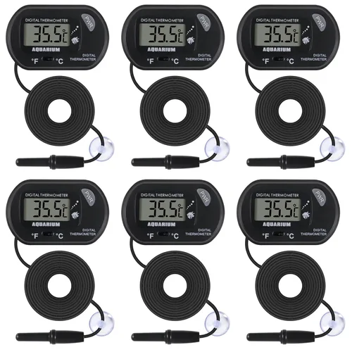 Vista 8 de Termómetro digital para acuario con pantalla LCD grande, termómetro de reptil para vehículo, terrario, pecera, refrigerador