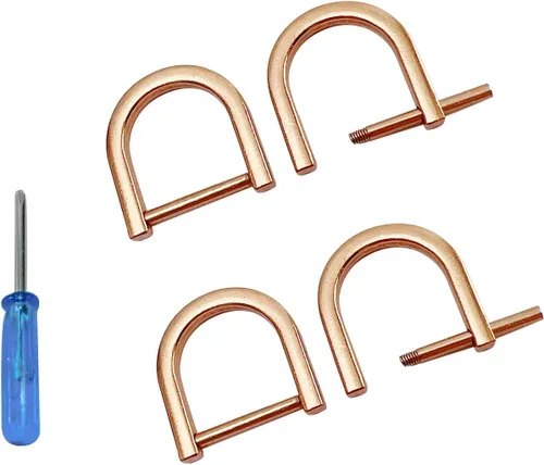 Vista 13 de willikiva 4 anillos en D con tornillo de cierre de repuesto para llave de grillete en forma de U, soporte de anillos D, herradura, de cuero