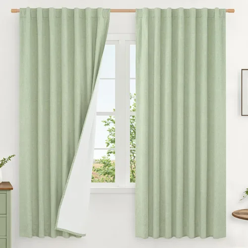 Vista 44 de LAMIT Cortinas opacas cortas de lino de 30 pulgadas para ventanas de cocina sobre el fregadero, cortinas de café texturizadas de lino marfil