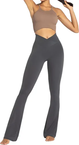 Vista 26 de Sunzel - Leggings acampanados para mujer, con control de abdomen, cintura cruzada y pierna ancha