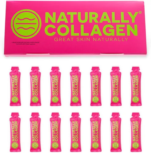 Suplemento de colágeno marino líquido hidrolizado prémium - 8000 mg de colágeno por bolsita más 180 mg VIT C - Sabor natural de frutas tropicales -