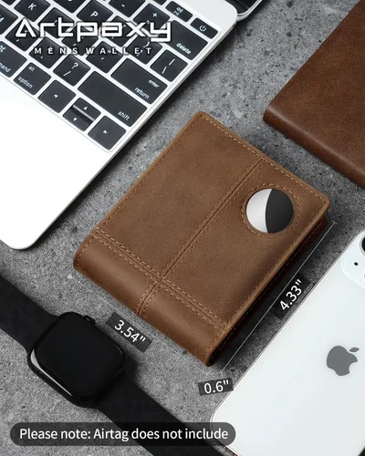 Vista 2 de Cartera con soporte AirTag, Marrón café, Moderno